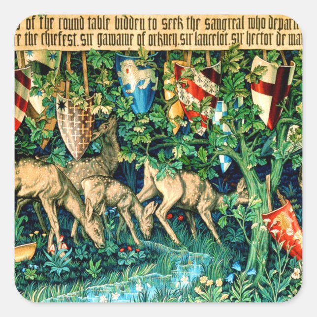 Sticker Carré Roi médiéval Arthur William Morris (Devant)