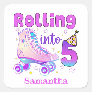 Sticker Carré Rollage En 5 - Patinage à rouleaux mou Anniversair