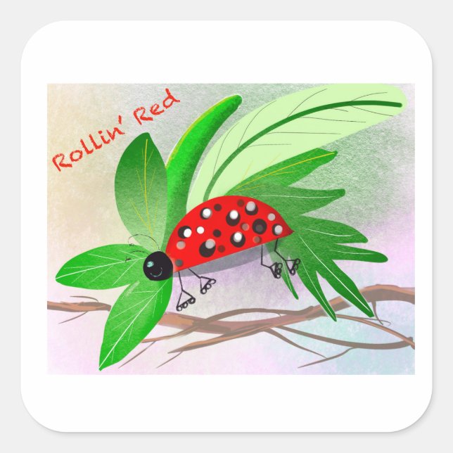 Sticker Carré Rollin ladybug (Devant)