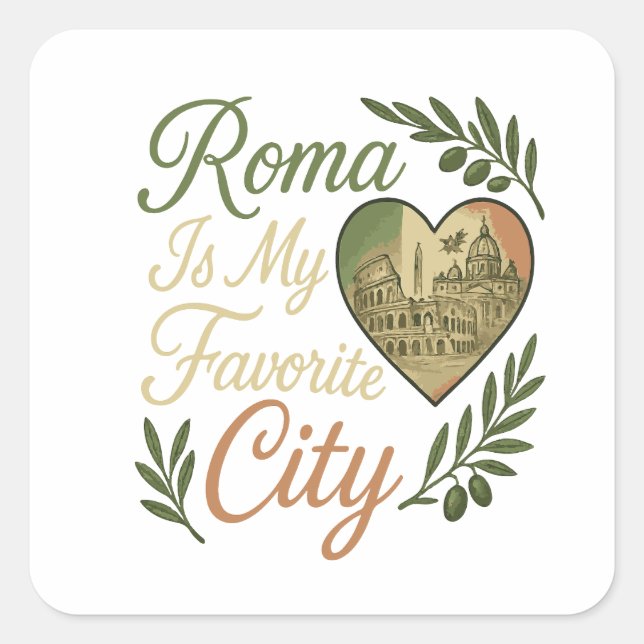 Sticker Carré Roma est ma ville préférée (Devant)
