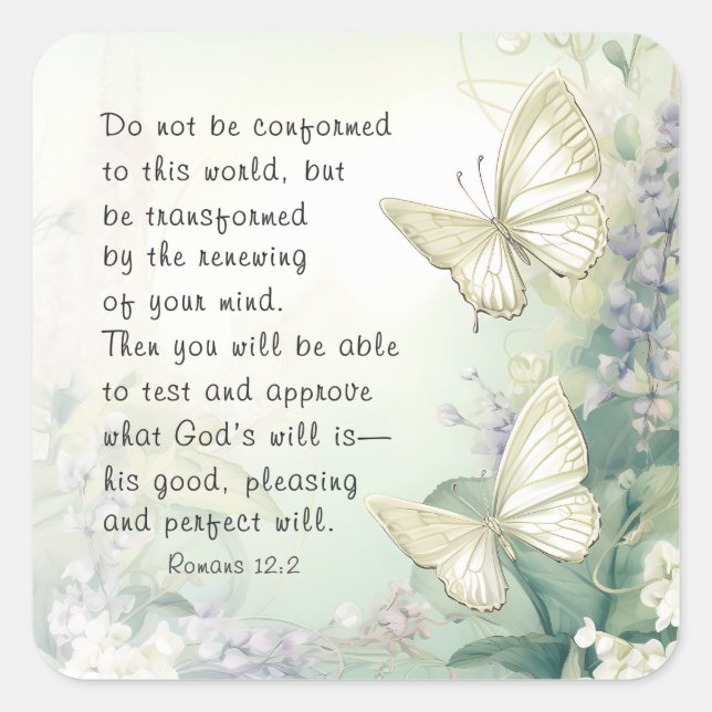 Sticker Carré Romains 12:2 Ne se conforment pas à cette Bible Mo (Devant)