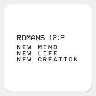 Sticker Carré Romains 12:2 Nouvelle Création de Vie Minimaliste