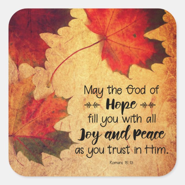 Sticker Carré Romains 15:13 Le Dieu de l'Espoir Feuilles d'autom (Devant)