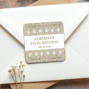 Sticker Carré Roman Toga Party avec élégantes colonnes de temple