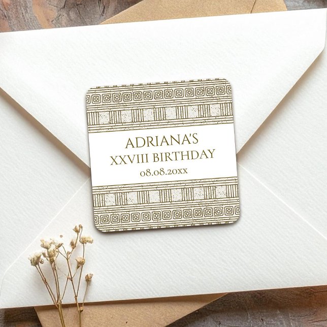 Sticker Carré Roman Toga Party avec élégantes colonnes de temple (Créateur téléchargé)