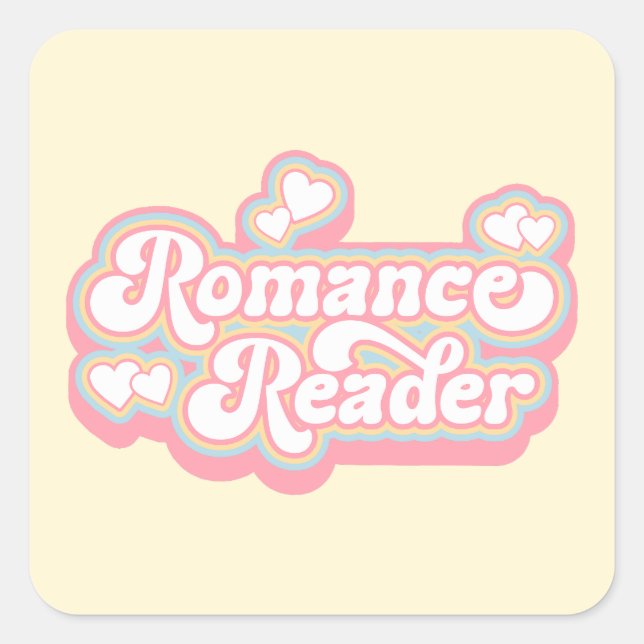 Sticker Carré Romance Reader Pastel Retro Book Lover Citation (Devant)