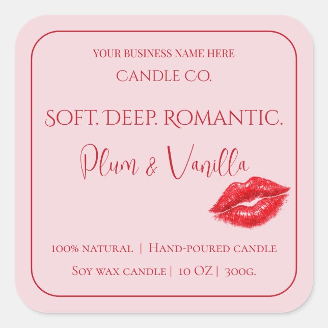 Sticker Carré Romantic Luxury Love Design - Velvet Kiss Candle  (Devant)