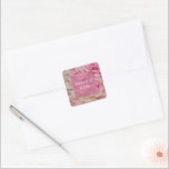 Sticker Carré Romantic Pink Cream Rose Mariage<br><div class="desc">Plutôt Crème rose Rose Romantique Mariage Love Forever Citation</div>