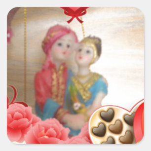 Sticker Carré Romantique Amour Coeur Art Imprimer