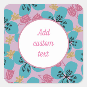 Sticker Carré romantique mignon floral rose moderne