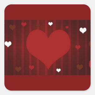 Sticker Carré Romantique Rouge et blanc Aimer moi Coeur Valentin