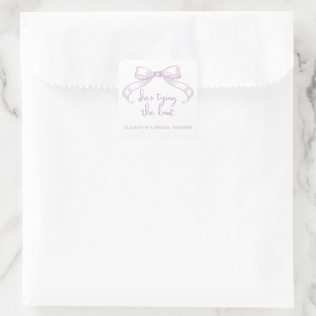 Sticker Carré Romantique Sketched Bow Lilac She's Tying the Knot (Sac)