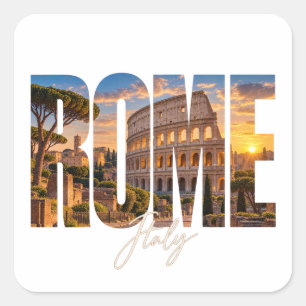 Sticker Carré Rome Italie Colisée Coucher de soleil