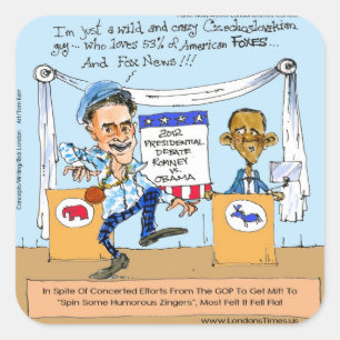 Sticker Carré Romney Essaie les Piques sur Obama Cadeaux Drôles
