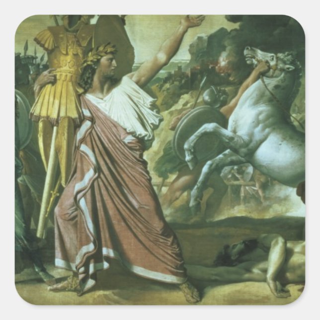 Sticker Carré Romulus, conquérant d'Acron, portant son butin à (Devant)