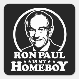Sticker Carré Ron Paul est mon Homeboy