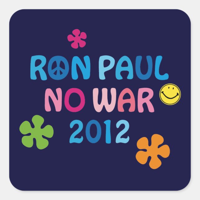 Sticker Carré Ron Paul - Pas de guerre - 2012 (Devant)
