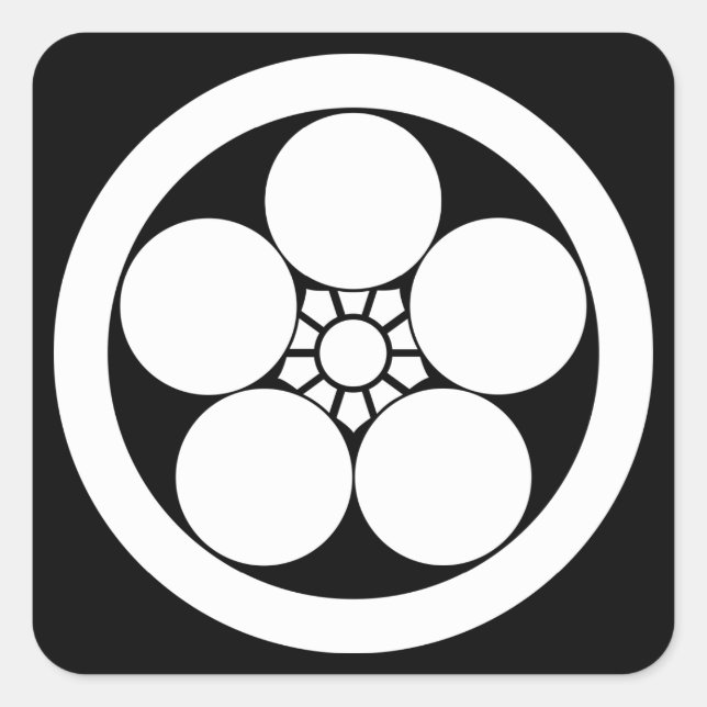 Sticker Carré Rond avec plat de prune (Devant)