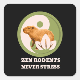 Sticker Carré Rongeurs Zen N'Ont Jamais De Stress Humour Capybar