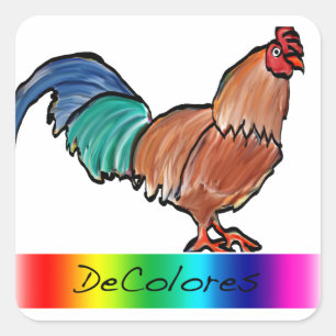 Sticker Carré Rooster DeColores