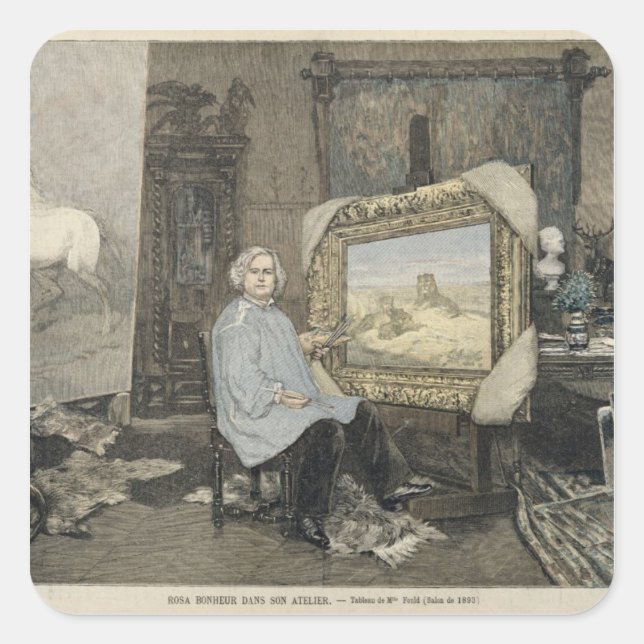 Sticker Carré Rosa Bonheur dans son studio (Devant)