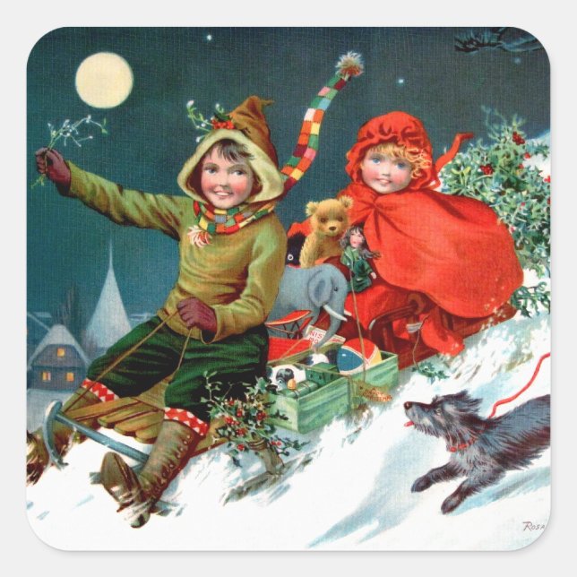 Sticker Carré Rosa C. Petherick : Noël Shopping (Devant)