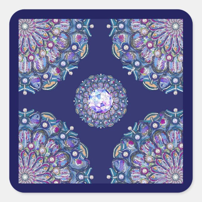 Sticker Carré Rosace bleue (Devant)