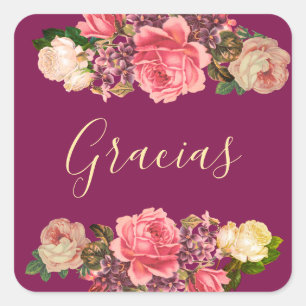Sticker Carré Rosas Rosas, peonías y violetas