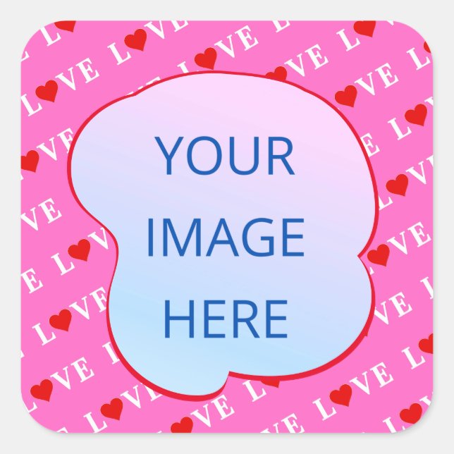 Sticker Carré Rose AMOUR Moderne Chic (Devant)