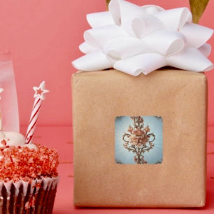 Sticker Carré Rose Baroque 