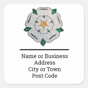 Sticker Carré Rose blanche du Yorkshire à filigranes de papier A