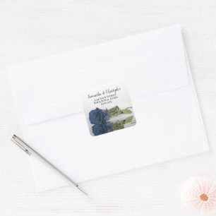Sticker Carré Rose bleu acier Dusty Adresse de retour Enveloppe 
