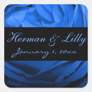 Sticker Carré Rose bleu profond Mariage personnalisé
