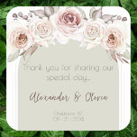 Sticker Carré Rose bohème Arch Wedding Favoriser<br><div class="desc">Ajoutez une touche de finition charmante à vos faveurs de mariage avec ces élégants autocollants floraux de saumons. Orné de roses bohèmes aquarellés, d'accents botaniques délicats et d'une arche boho molle, chaque étiquette est conçu avec une élégance romantique. Avec les noms de la mariée et du marié en écriture gracieuse...</div>