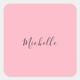 Sticker Carré Rose Clair Professionnel Écriture Manuscrite Class