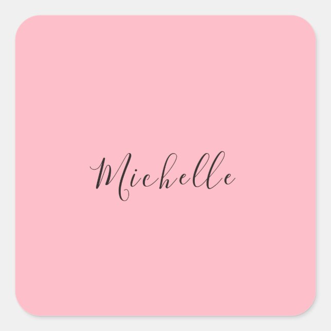 Sticker Carré Rose Clair Professionnel Écriture Manuscrite Class (Devant)