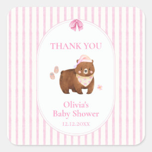 Sticker Carré Rose Classique Rayure Nous pouvons à peine attendr