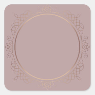 Sticker Carré Rose Creative Gold Blank Modèle Ajouter votre text