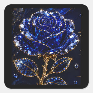 Sticker Carré Rose Cristal Or Bleu Royal