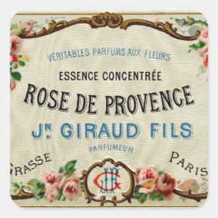 Sticker Carré Rose de Provance un parfum français