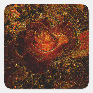 Sticker Carré Rose d'éclatement orange d'impression de fleurs