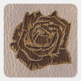 Sticker Carré Rose en cuir doux