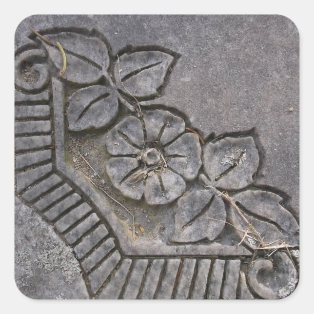 Sticker Carré Rose en pierre (Devant)