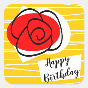 Sticker Carré Rose espagnol Joyeux Anniversaire carré autocollan