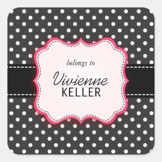 Sticker Carré Rose et pois