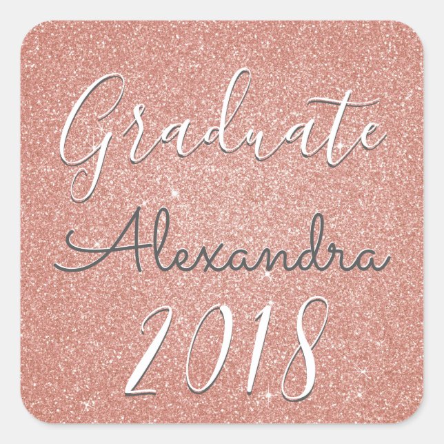 Sticker Carré Rose Gold - Blush Pink Parties scintillant 2018 Gr (Devant)
