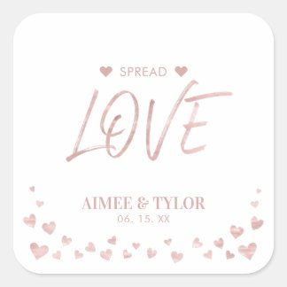 Sticker Carré Rose gold Cœurs Répartir l'Amour Mariage Favori