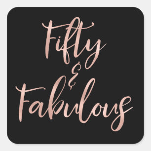 Sticker Carré Rose Gold Foil Cinquante et fabuleux