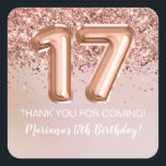Sticker Carré Rose Gold Kids Girl 17th Birthday Party Favor<br><div class="desc">Rose or enfant fille 17ème anniversaire fête préférez les autocollants pour décorer les tables de fête d'anniversaire.</div>