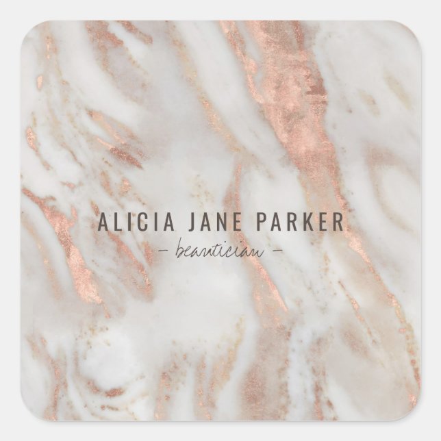 Sticker Carré Rose gold marble unique elegant professional (Devant)